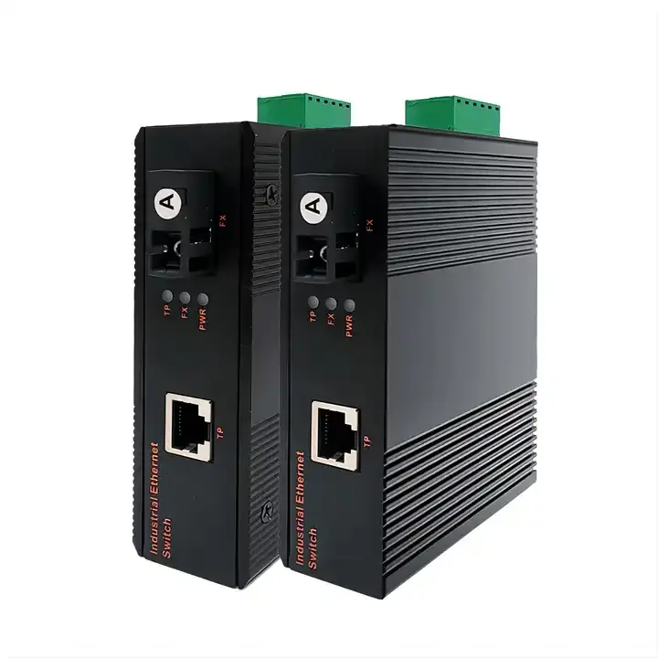 Industrial Fiber Optic Switch Ethernet Transceiver 100Mbps/Gigabit SC Fiber Optic Converter DIN-Rail